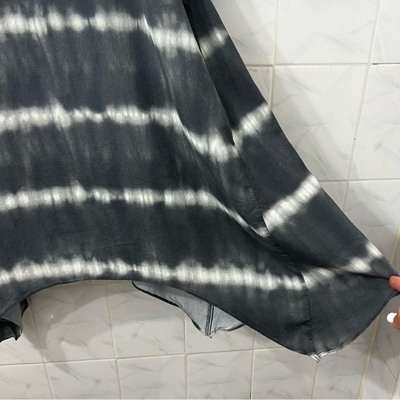 Logo Lori Goldstein 12 Gray Tie Dye Asymmetric Hem Knee Length Boho Dress - Picture 4 of 9